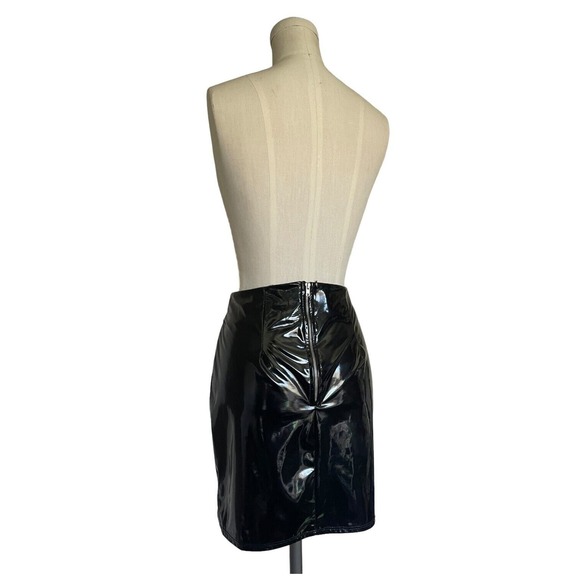 Fashion Nova Black Liquid Latex Look Vinyl Mini Skirt Goth Industrial Zipper S - Picture 5 of 11